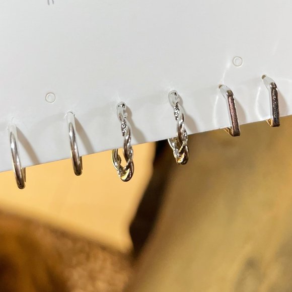 Hoop Earring Set 925 Silver Posts - Picture 2 of 4